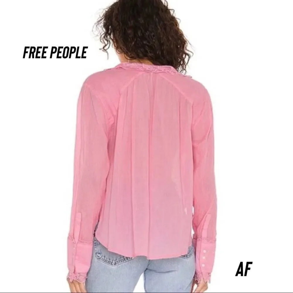 FREE PEOPLE CLEMANCE TOP PINK SMALL NEW